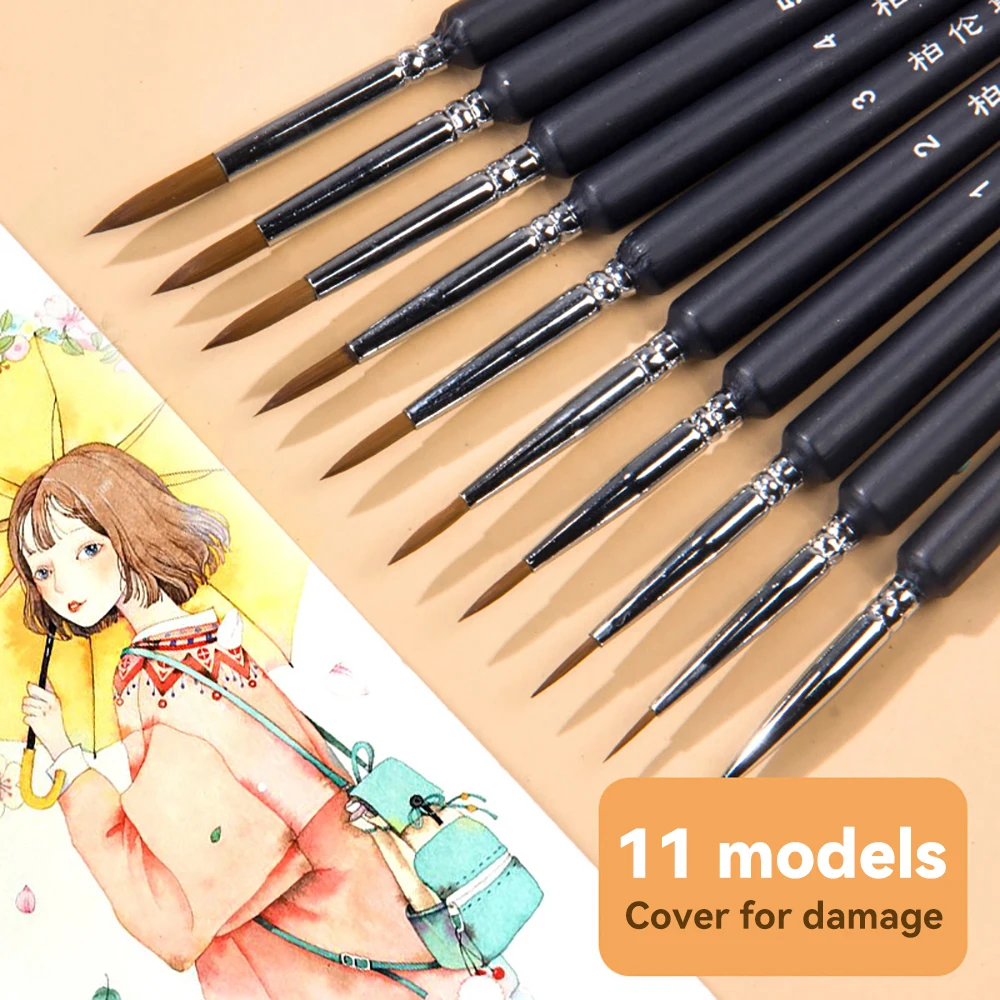 Fine Detail Paint Brush Hook Line Pen Artists Hand Painted Gouache Watercolor Oil Face Nail 000 Small Miniature Painting Brushes