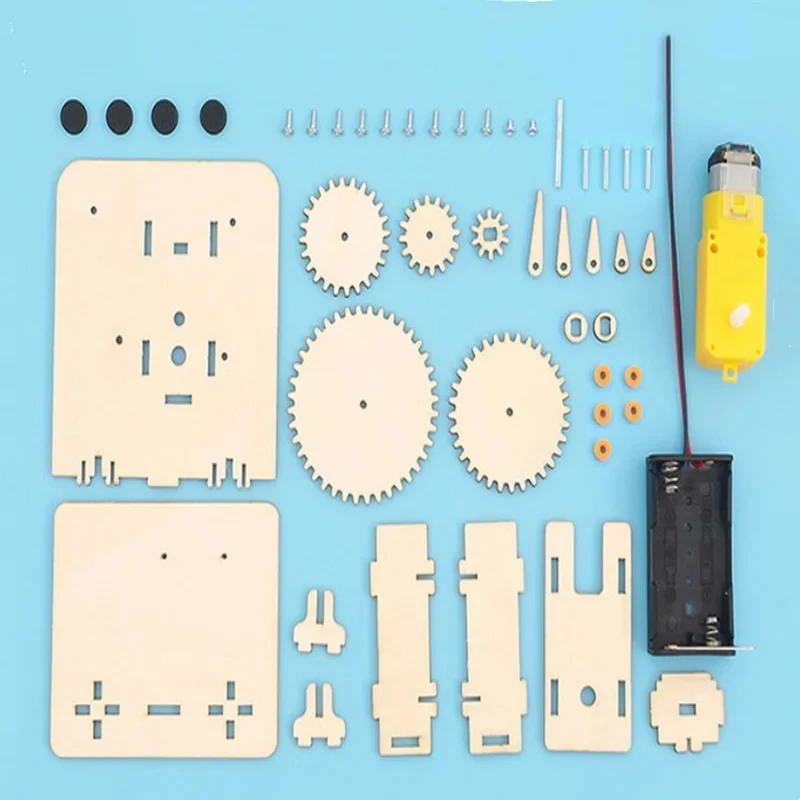 DIY 3D Wooden Mechanical Gear Puzzle Science Stem Model Building Kits Laser Cutting Action by Clockwork Gift Toys for Children