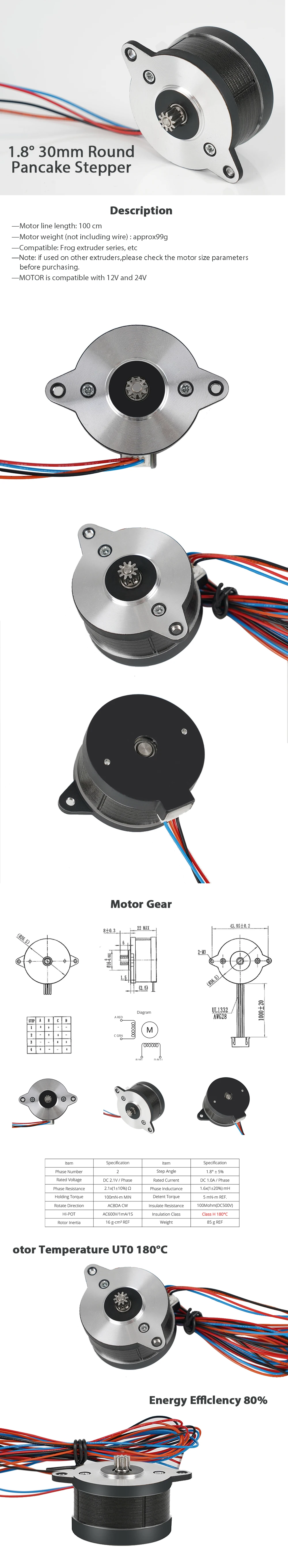 NEMA14 36mm Round Pancake Motor 36STH20-1004HG 4 Lead Stepper Motor For Orbiter/Sherpa Mini Extruder Voron 2.4 Ender 3 CR10 Part