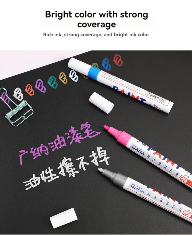 12 Color Permanent Paint Pens White Markers Oil Based Waterproof Marker Pen for Metal Rock Painting, Wood, Plastic, Canvas, Mugs
