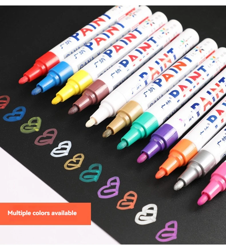 12 Color Permanent Paint Pens White Markers Oil Based Waterproof Marker Pen for Metal Rock Painting, Wood, Plastic, Canvas, Mugs