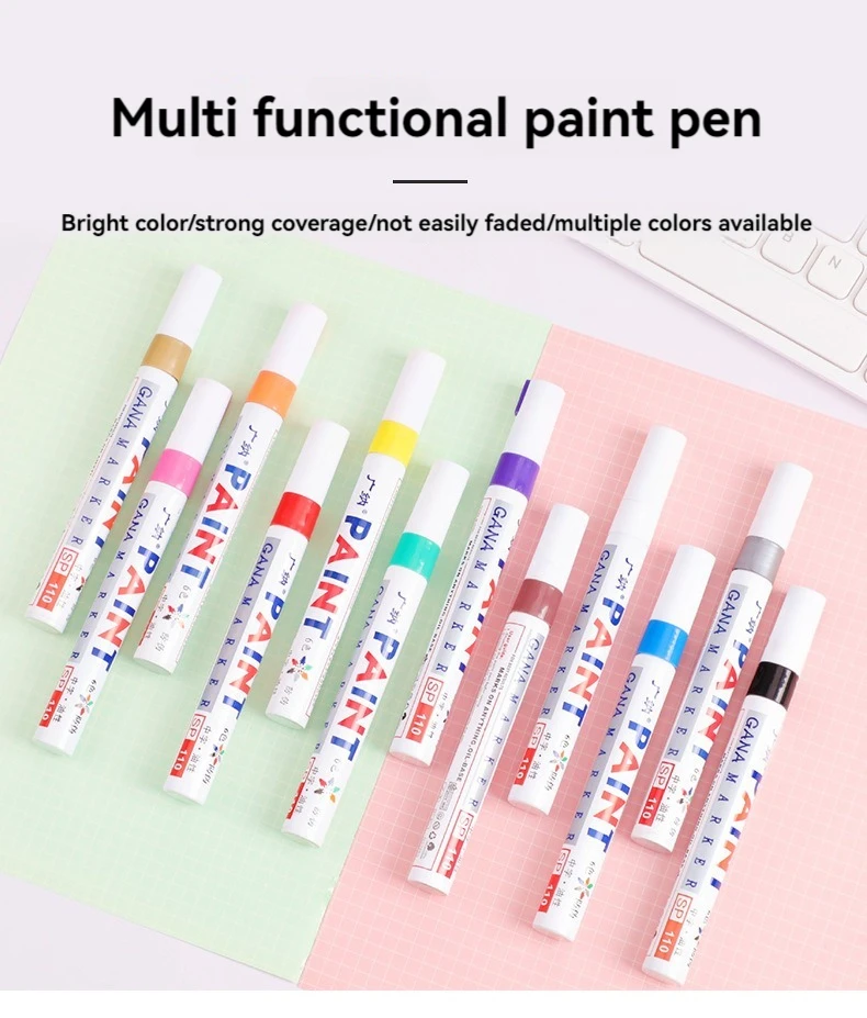 12 Color Permanent Paint Pens White Markers Oil Based Waterproof Marker Pen for Metal Rock Painting, Wood, Plastic, Canvas, Mugs