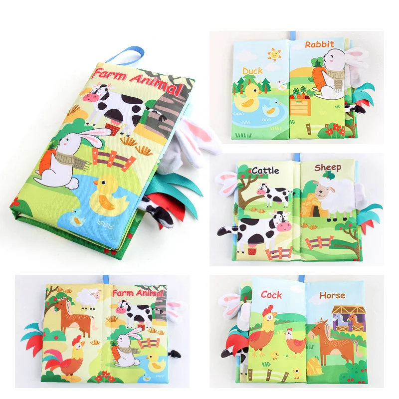 Baby Early Learning Toy Tail Cloth Book Puzzle Parent-child Interactive Sound Paper Infants Activity Toys for Babies