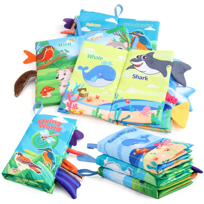 Baby Early Learning Toy Tail Cloth Book Puzzle Parent-child Interactive Sound Paper Infants Activity Toys for Babies