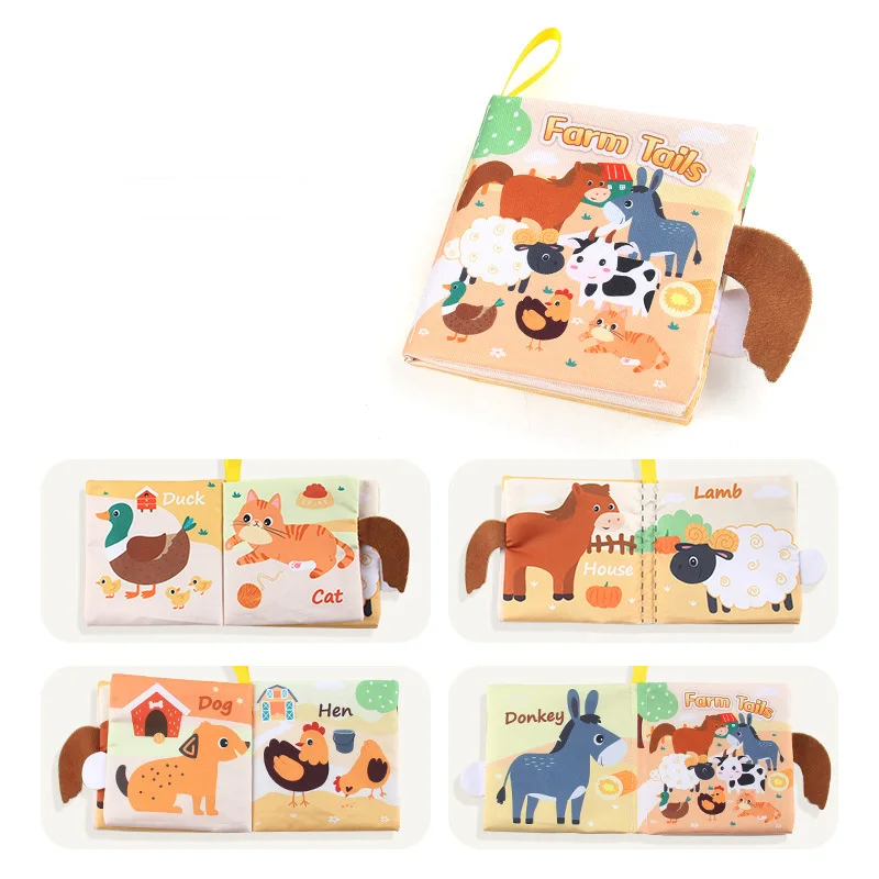 Baby Early Learning Toy Tail Cloth Book Puzzle Parent-child Interactive Sound Paper Infants Activity Toys for Babies