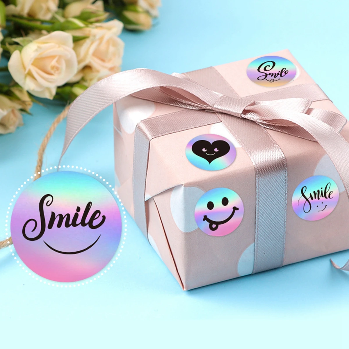 100-500pcs Rainbow Laser Thank You for Supporting My Small Business Stickers Gift Envelope Sealing Shipping Mail Labels 1inch