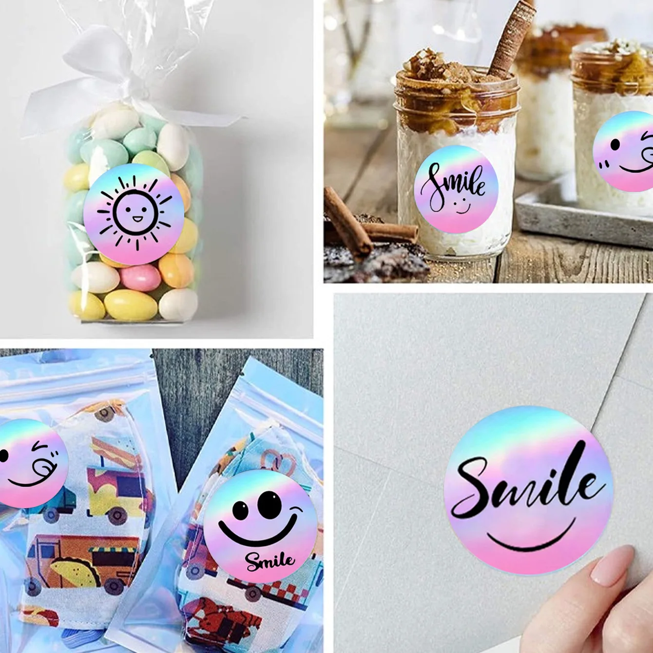 100-500pcs Rainbow Laser Thank You for Supporting My Small Business Stickers Gift Envelope Sealing Shipping Mail Labels 1inch