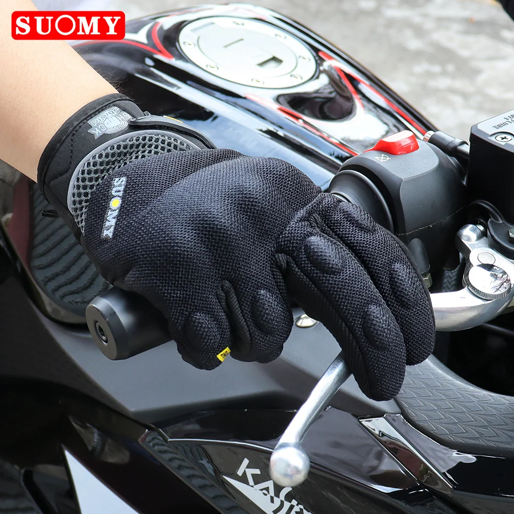 Suomy Summer Breathable Full Finger Motorcycle Gloves Wear-resistant Touch Screen Moto Biker Gloves Motocross Racing Luvas Moto