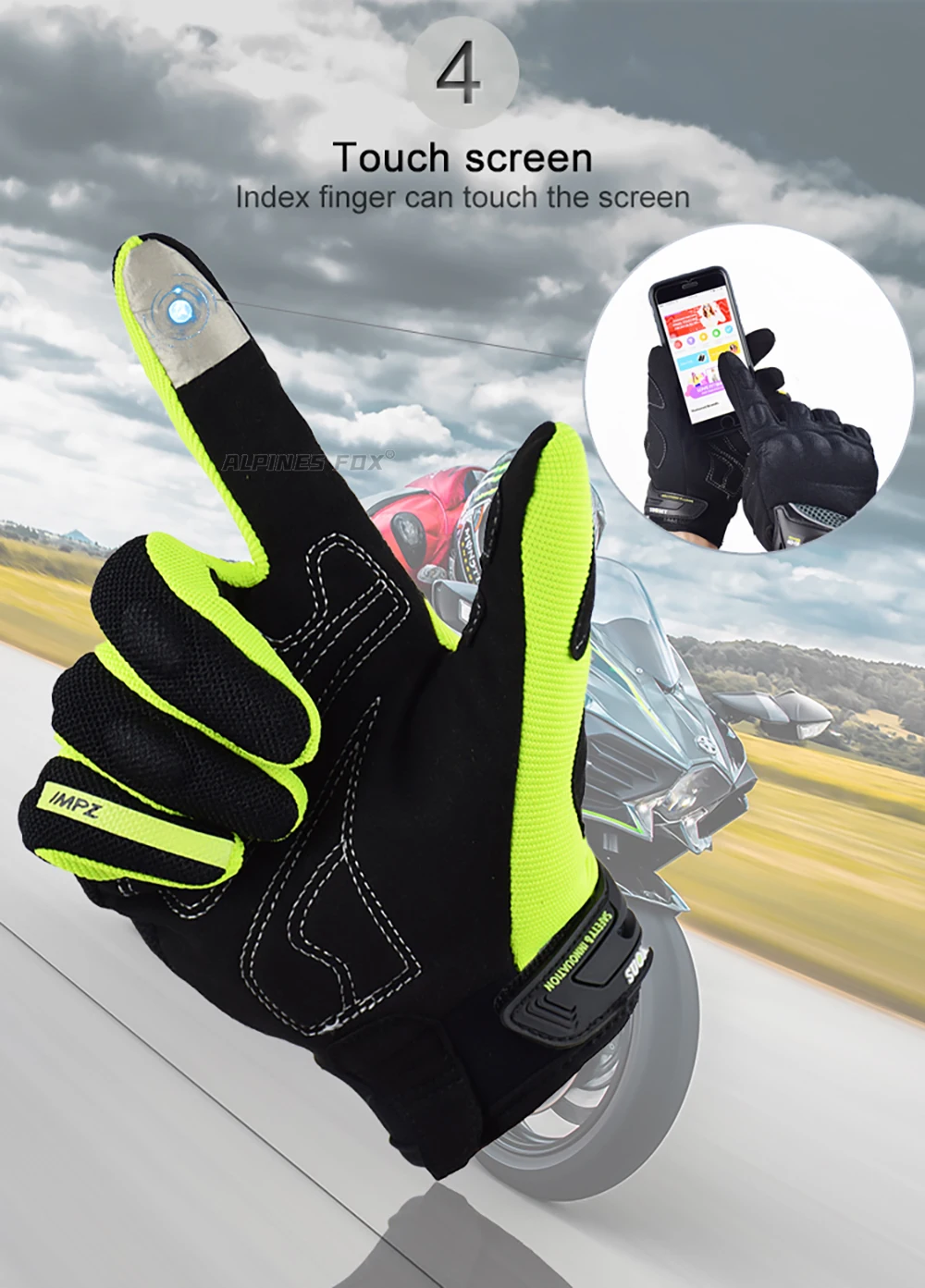 Suomy Summer Breathable Full Finger Motorcycle Gloves Wear-resistant Touch Screen Moto Biker Gloves Motocross Racing Luvas Moto