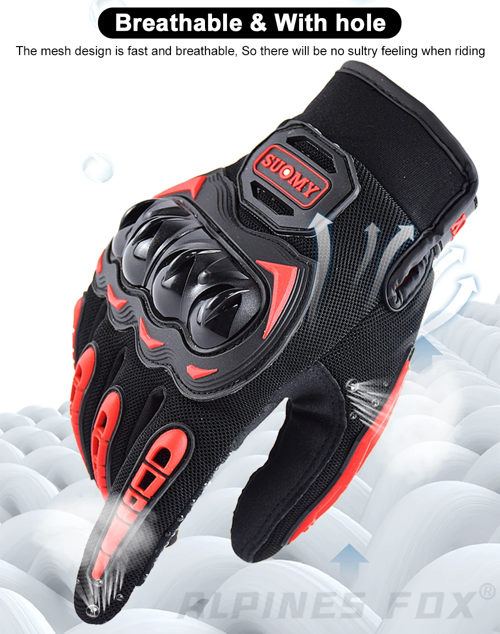Suomy Summer Breathable Full Finger Motorcycle Gloves Wear-resistant Touch Screen Moto Biker Gloves Motocross Racing Luvas Moto