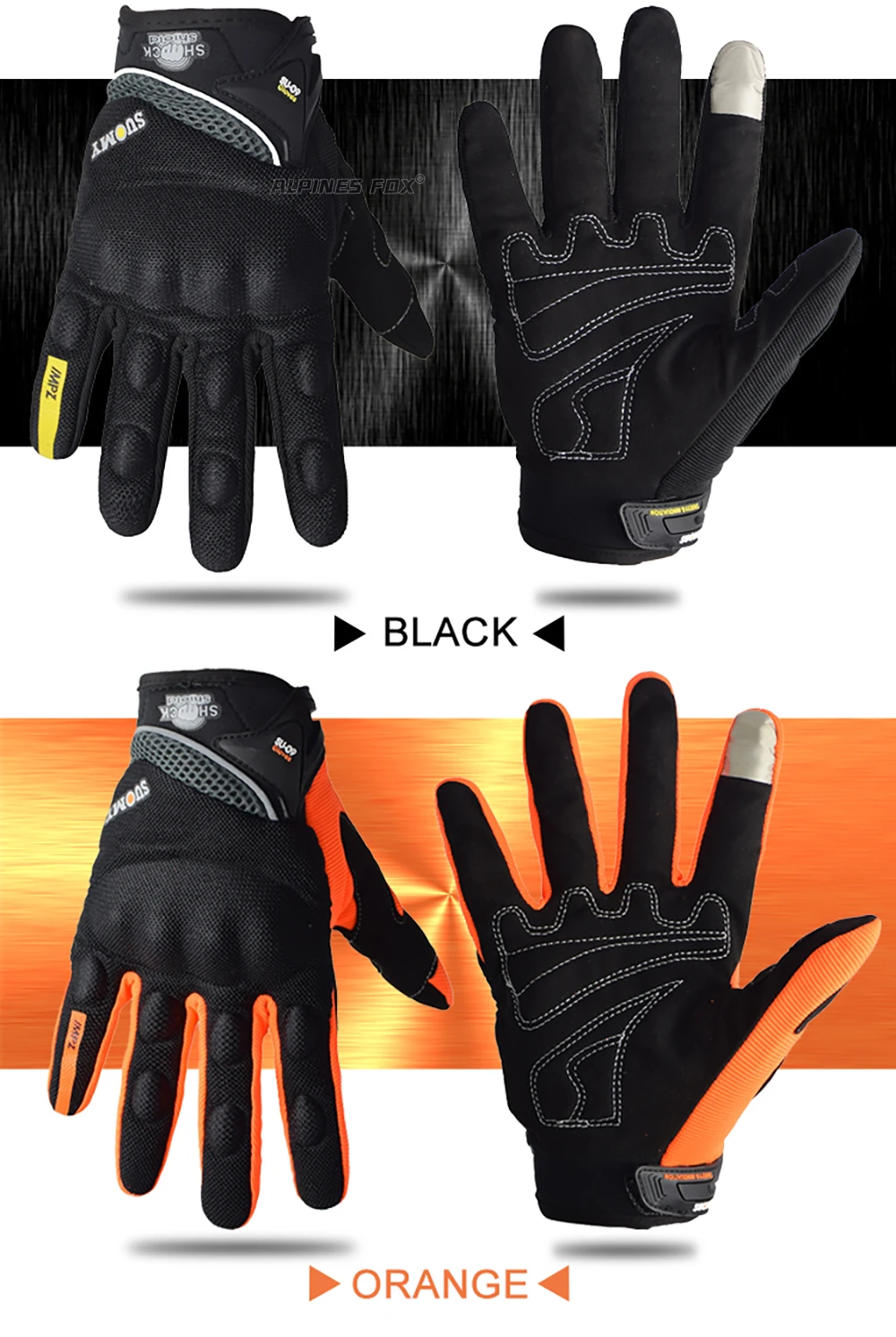 Suomy Summer Breathable Full Finger Motorcycle Gloves Wear-resistant Touch Screen Moto Biker Gloves Motocross Racing Luvas Moto