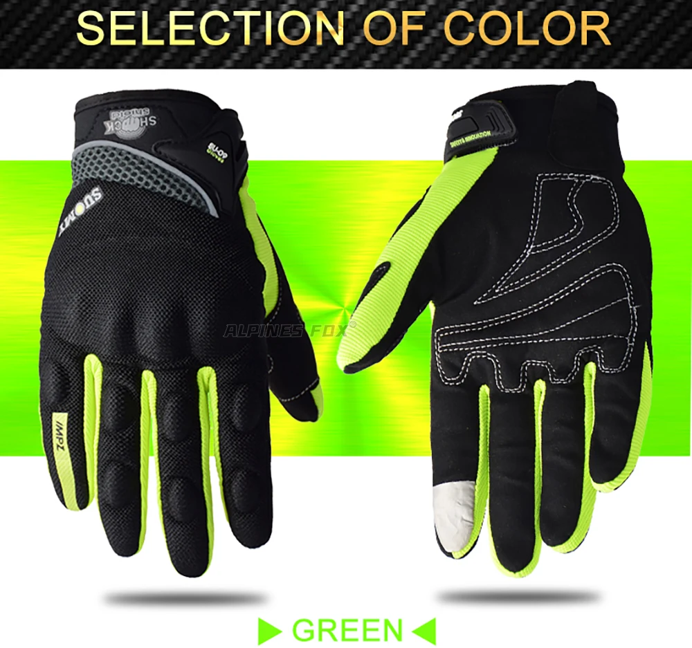 Suomy Summer Breathable Full Finger Motorcycle Gloves Wear-resistant Touch Screen Moto Biker Gloves Motocross Racing Luvas Moto