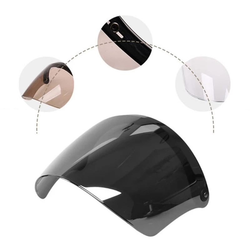 Universal 3-Snap Open Face Helmet Visor 3/4 Helmet Visor for Scratch Resistant UV Protected