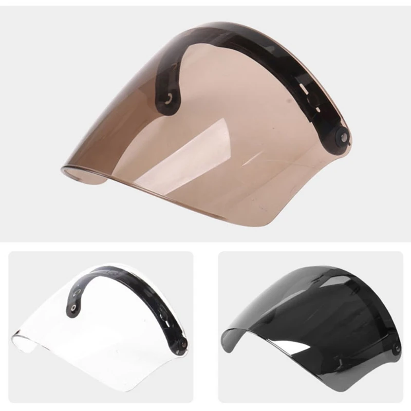 Universal 3-Snap Open Face Helmet Visor 3/4 Helmet Visor for Scratch Resistant UV Protected