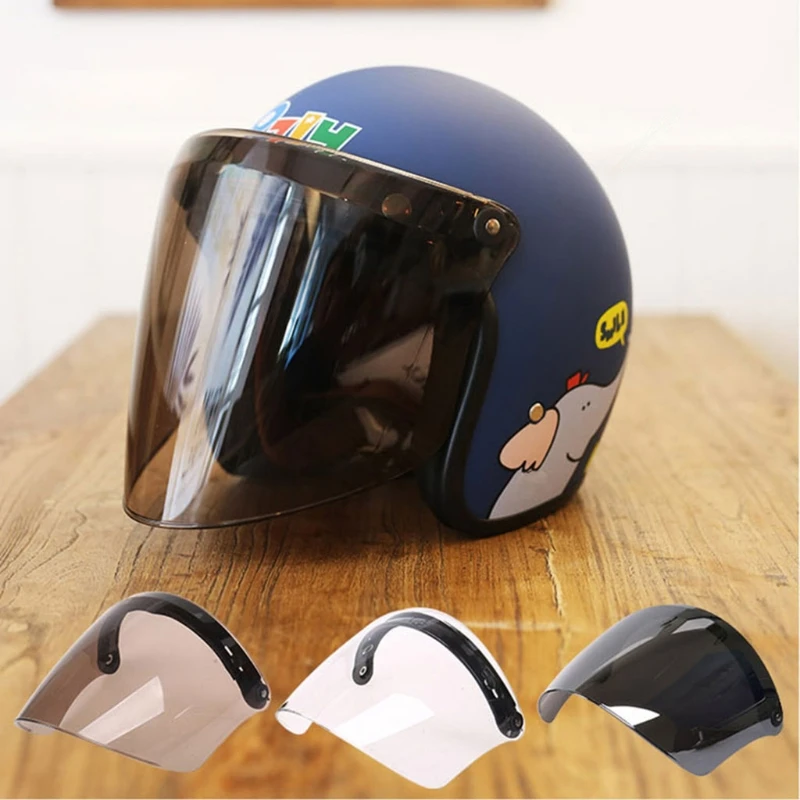 Universal 3-Snap Open Face Helmet Visor 3/4 Helmet Visor for Scratch Resistant UV Protected