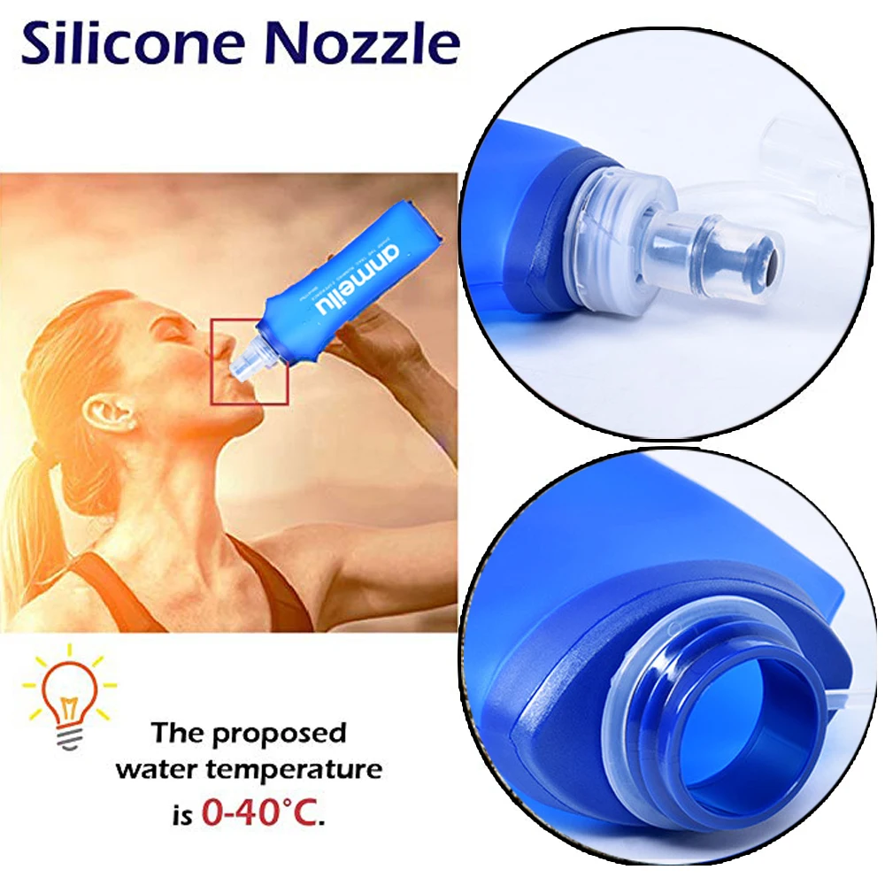 750ML Water Bottle TPU Folding Soft Flask Sport Water Bottle Water Bag Collapsible Water Bottle Running Camping Hiking