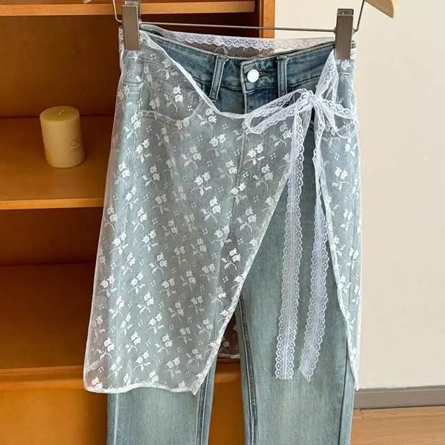 INS Blogger Lace Layered Gauze Skirt Y2k Streetwear Apron Wrap Skirt Lace Up Matching Pants Spicy Girl Stacked Y2k Wrap Skirt