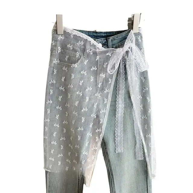 INS Blogger Lace Layered Gauze Skirt Y2k Streetwear Apron Wrap Skirt Lace Up Matching Pants Spicy Girl Stacked Y2k Wrap Skirt