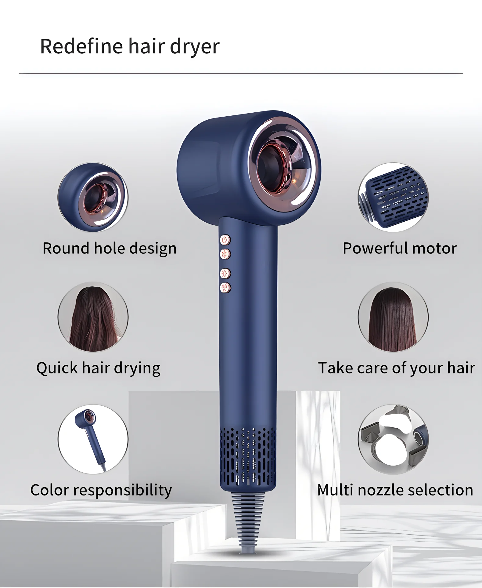 1600W High Power Negative Ion Hair Stylist Barbershop Special Silent Blower Constant Temperature Hair Care