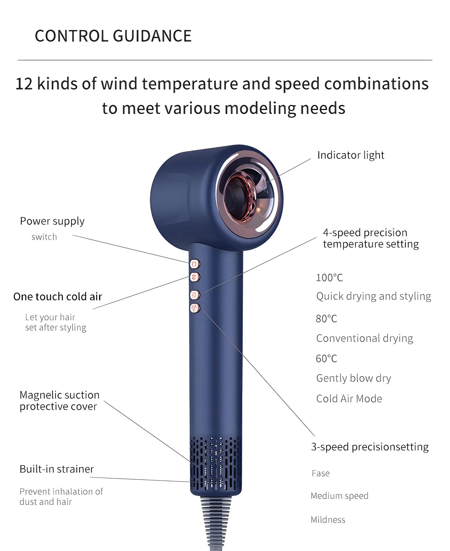1600W High Power Negative Ion Hair Stylist Barbershop Special Silent Blower Constant Temperature Hair Care
