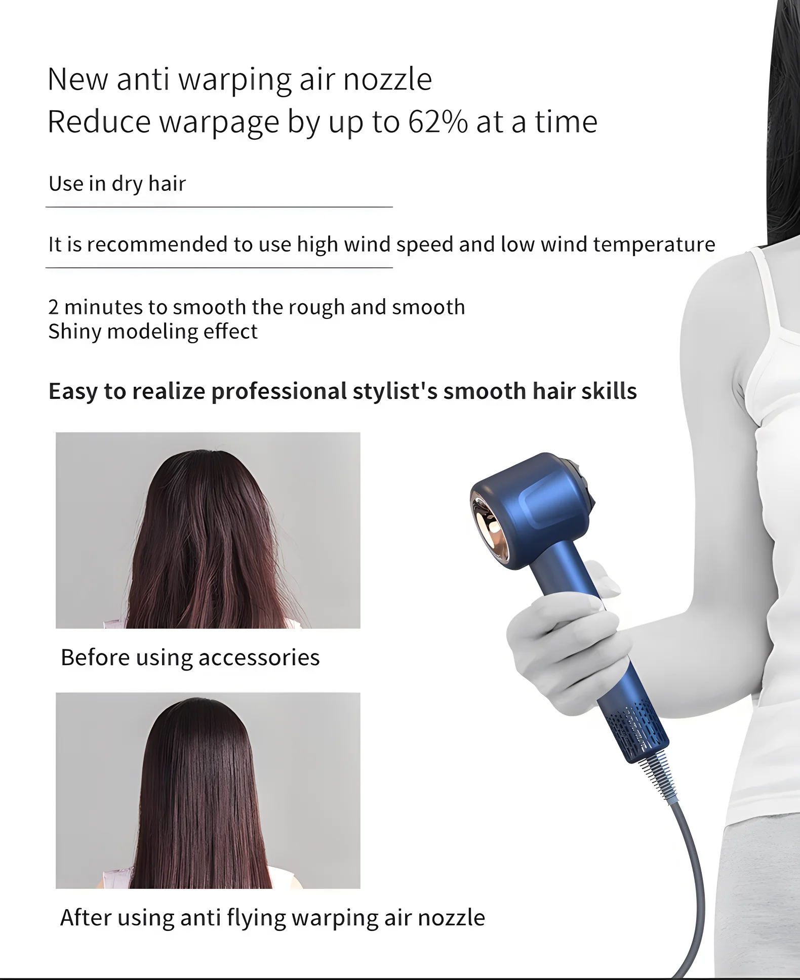 1600W High Power Negative Ion Hair Stylist Barbershop Special Silent Blower Constant Temperature Hair Care