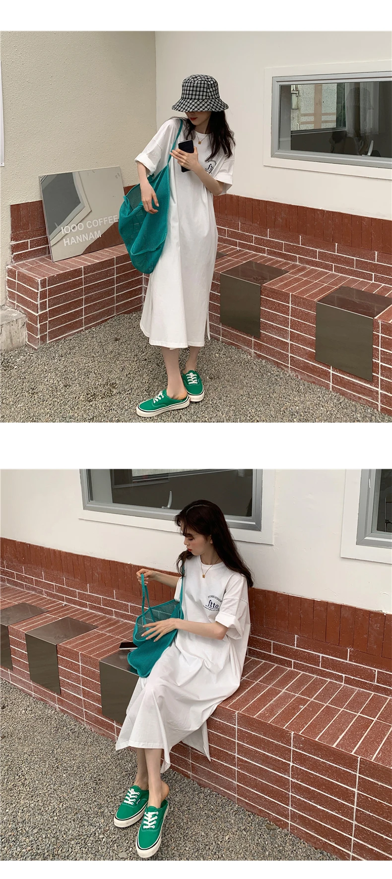 Style Baby 1+1 (2 Piece Set) Summer Women's Lettering Overfit Short Sleeve Dress Op1442