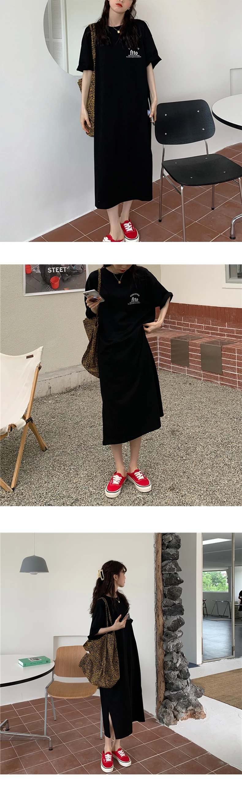 Style Baby 1+1 (2 Piece Set) Summer Women's Lettering Overfit Short Sleeve Dress Op1442