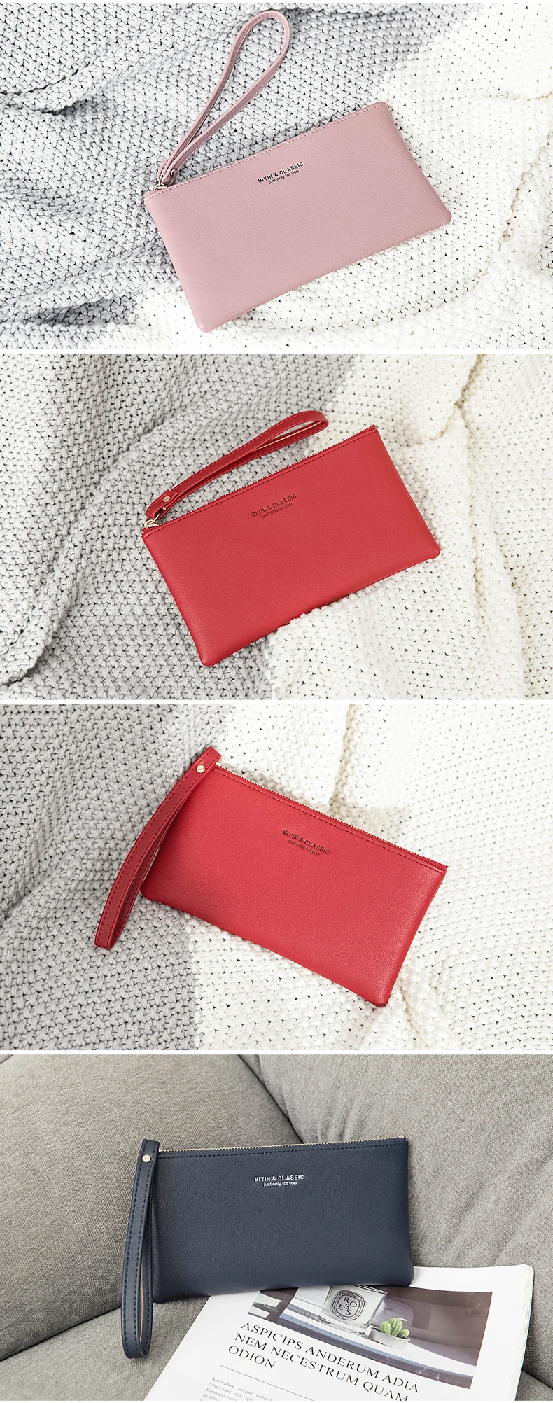 New Minimalist Zipper Coin Wallet High-Quality PU Leather Credit Card Phone Storage Bag Ultra-Thin Women's Long Wallet Handbag