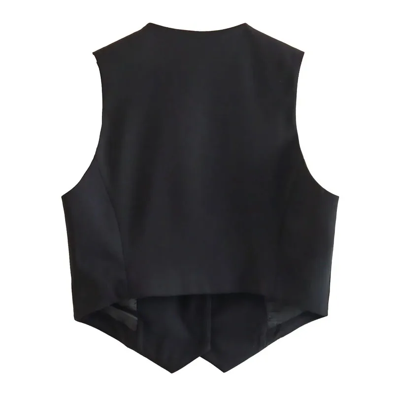 MUJER Women's Vest Black White Cropped Vest Top Women V Neck Sleeveless Vest Woman Fashion Working Summer Suit Vest Short Coats