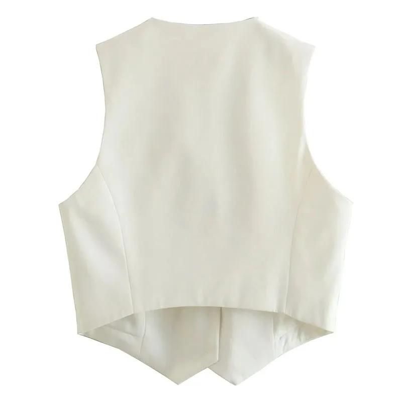 MUJER Women's Vest Black White Cropped Vest Top Women V Neck Sleeveless Vest Woman Fashion Working Summer Suit Vest Short Coats