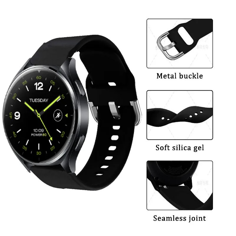 22mm Silicone Watch Strap for Xiaomi Watch S3 S1 Pro/Active/Watch Color 2 Replacement Bracelet for Mi Watch S2/2 Pro Band Correa