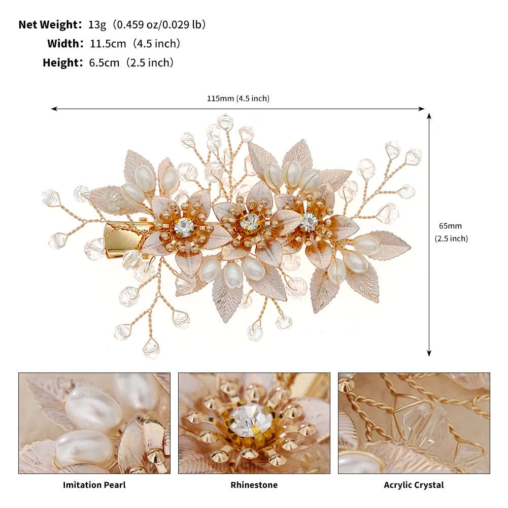 Pearl Rhinestone Flower Bridal Hair Clip Headpiece Luxury & Elegance Floral Comb Wedding Jewellry Accessories Bridesmaid Favours