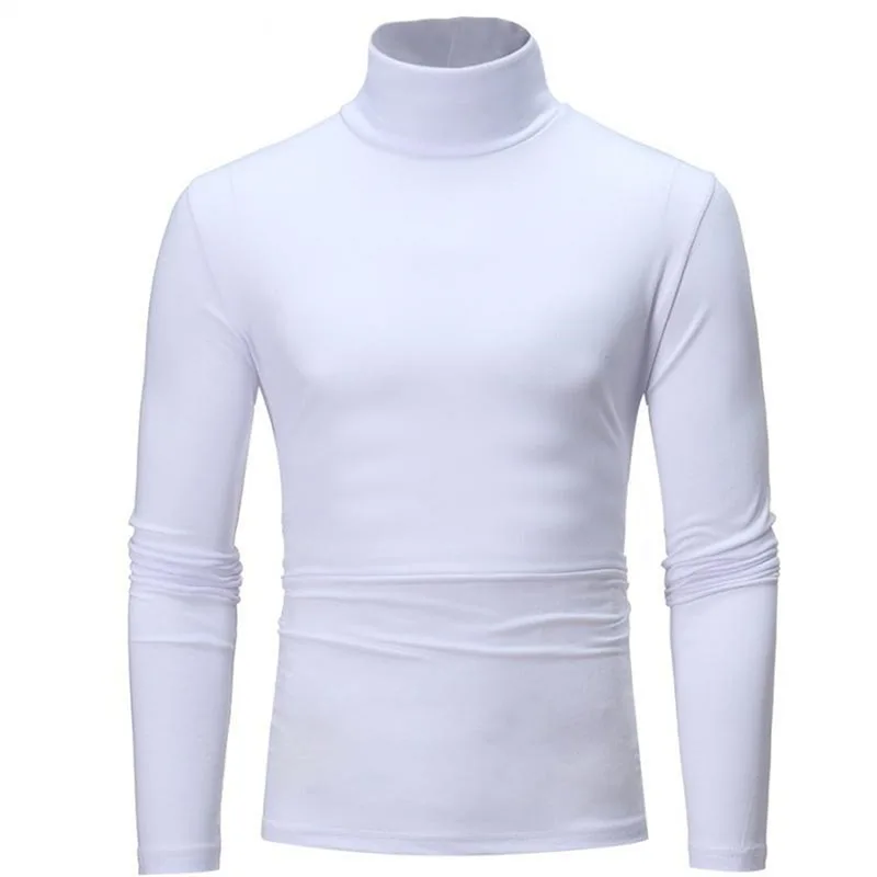 1/2pcs Autumn Winter Men's High Neck T-shirt Slim Fit Fashion High Elastic Long Sleeve Casual Breathable Apparel Pullover