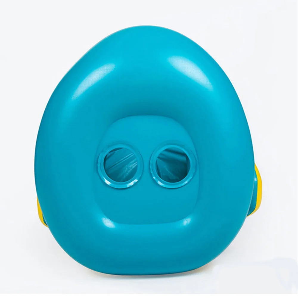 1pc Yellow Sunshade Seat Ring With Steering Wheel Swimming Pool Inflatable Floating Baby Seat