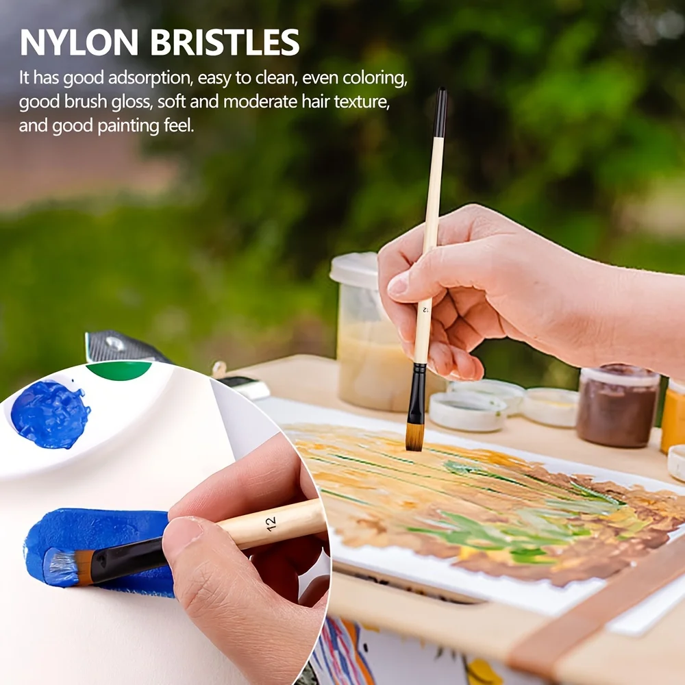 6pcs Paint Brushes Set Soft Nylon Filbert Angular Flat Round Pointed Tip Acrylic Paint Brushes for Watercolor Oil Acrylic