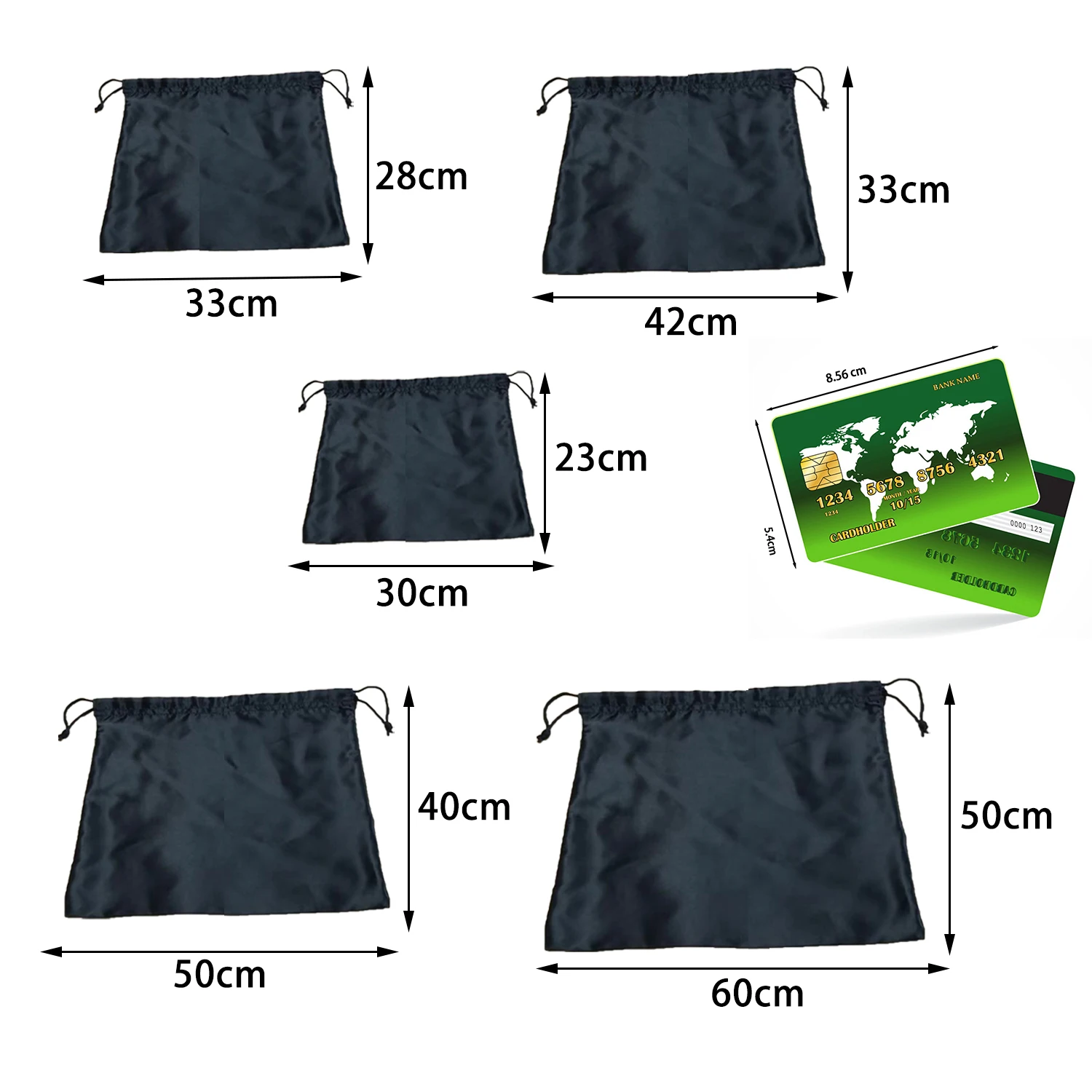 Large Silk Satin Drawstring Care Bag Custom Wigs Storage Dust Proof Packaging Pouch Black Reusable Sack Handbag Shoes Travel Bag