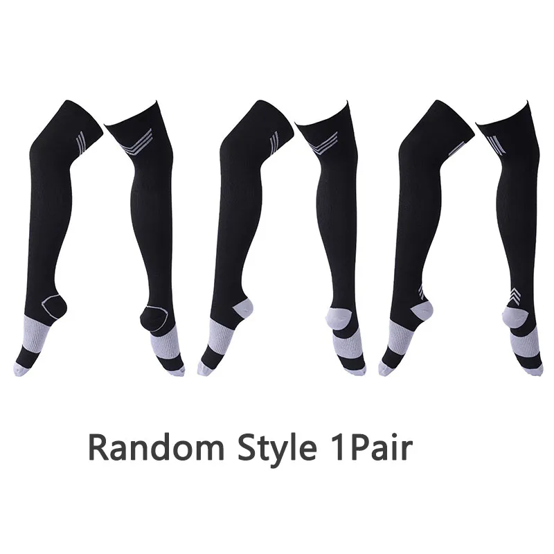 1 Pair Style Random Over Knee Running Men Women Compression Socks For Football Anti Fatigue Pain Relief Compression Socks Unisex