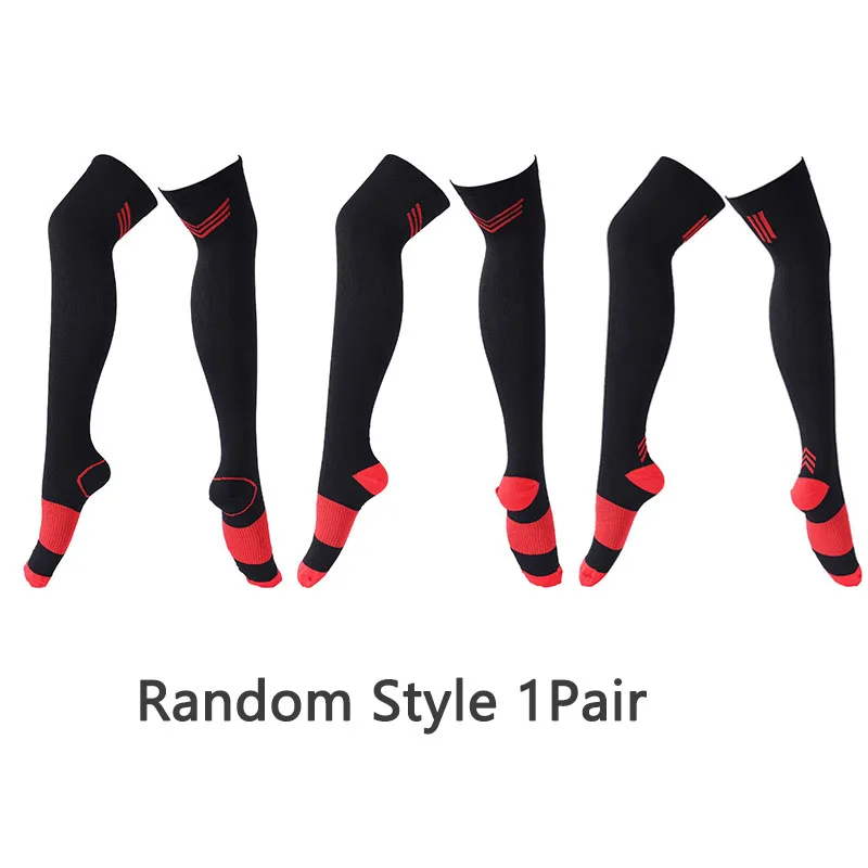 1 Pair Style Random Over Knee Running Men Women Compression Socks For Football Anti Fatigue Pain Relief Compression Socks Unisex
