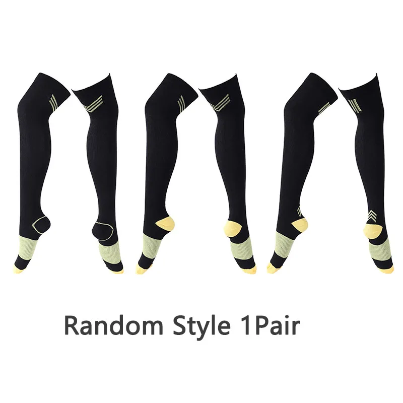 1 Pair Style Random Over Knee Running Men Women Compression Socks For Football Anti Fatigue Pain Relief Compression Socks Unisex