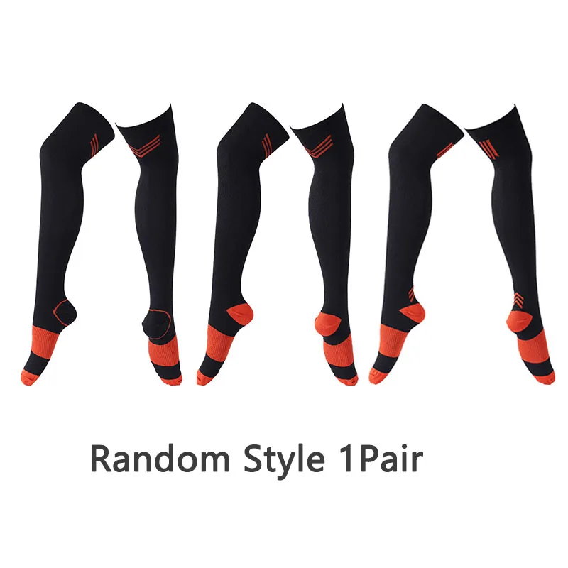 1 Pair Style Random Over Knee Running Men Women Compression Socks For Football Anti Fatigue Pain Relief Compression Socks Unisex