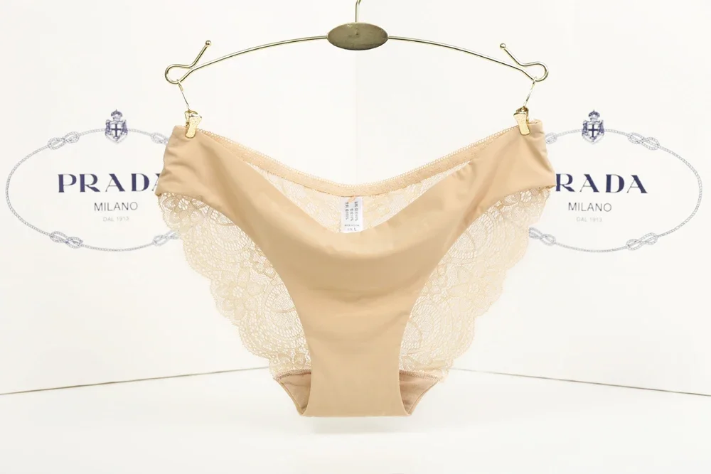 S-2XL!!! Seamless Low-Rise Lace Panties for Women, Breathable Cotton Underwear, Hollow, Splicing, Girls' Sexy Briefs