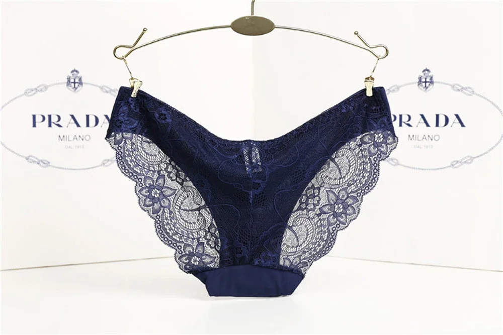 S-2XL!!! Seamless Low-Rise Lace Panties for Women, Breathable Cotton Underwear, Hollow, Splicing, Girls' Sexy Briefs