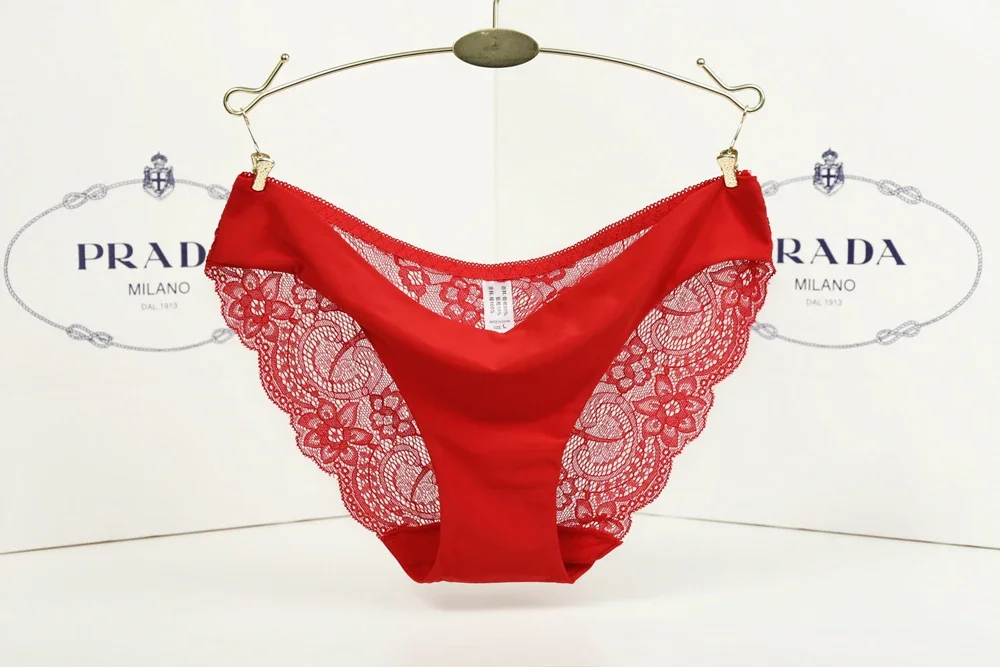 S-2XL!!! Seamless Low-Rise Lace Panties for Women, Breathable Cotton Underwear, Hollow, Splicing, Girls' Sexy Briefs