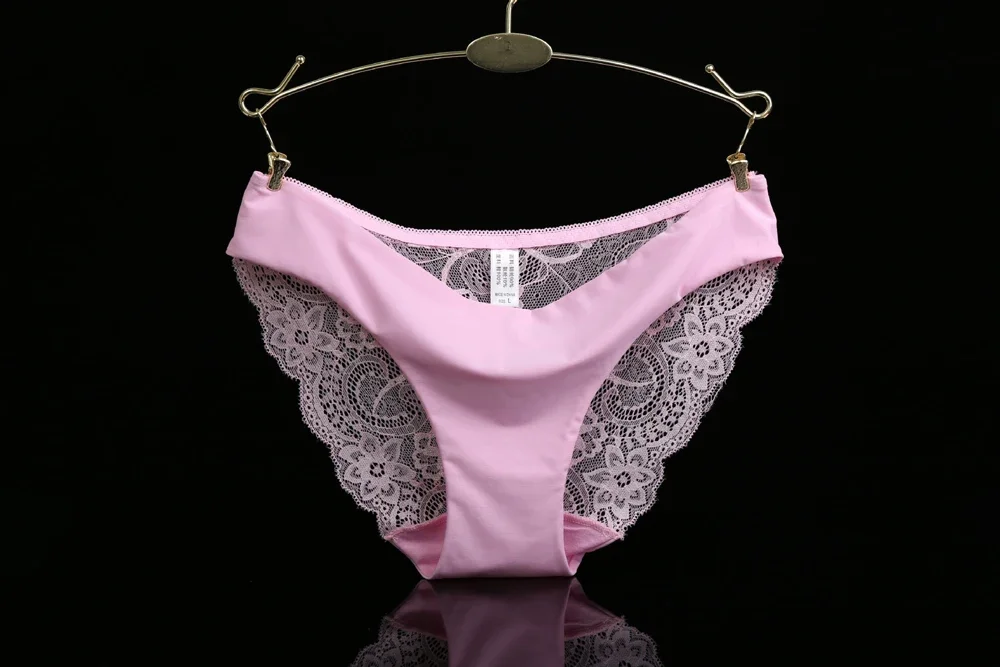 S-2XL!!! Seamless Low-Rise Lace Panties for Women, Breathable Cotton Underwear, Hollow, Splicing, Girls' Sexy Briefs