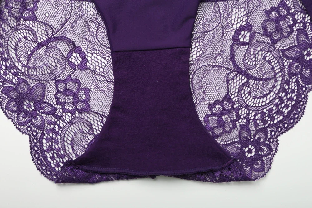S-2XL!!! Seamless Low-Rise Lace Panties for Women, Breathable Cotton Underwear, Hollow, Splicing, Girls' Sexy Briefs