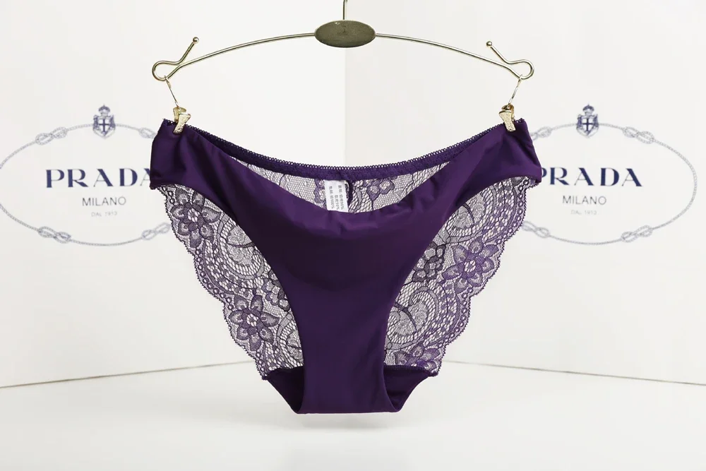 S-2XL!!! Seamless Low-Rise Lace Panties for Women, Breathable Cotton Underwear, Hollow, Splicing, Girls' Sexy Briefs