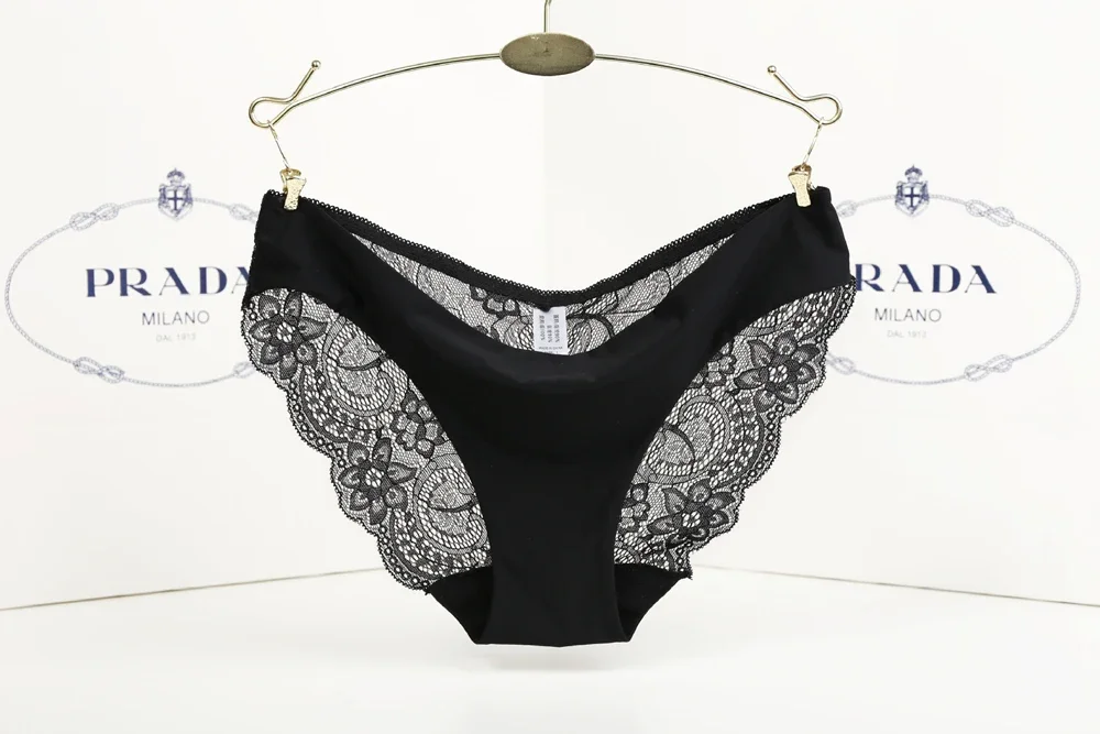 S-2XL!!! Seamless Low-Rise Lace Panties for Women, Breathable Cotton Underwear, Hollow, Splicing, Girls' Sexy Briefs