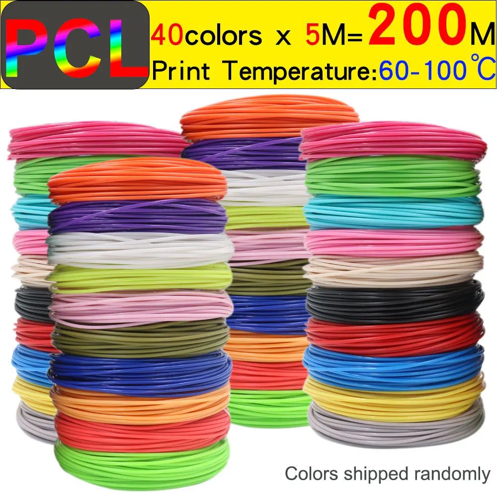 PCL Filament Low Temperature 3D Painting Printing Pen 1.75MM Filament DIY Creative Toys Girls Boys Christmas Birthday Gift 200M