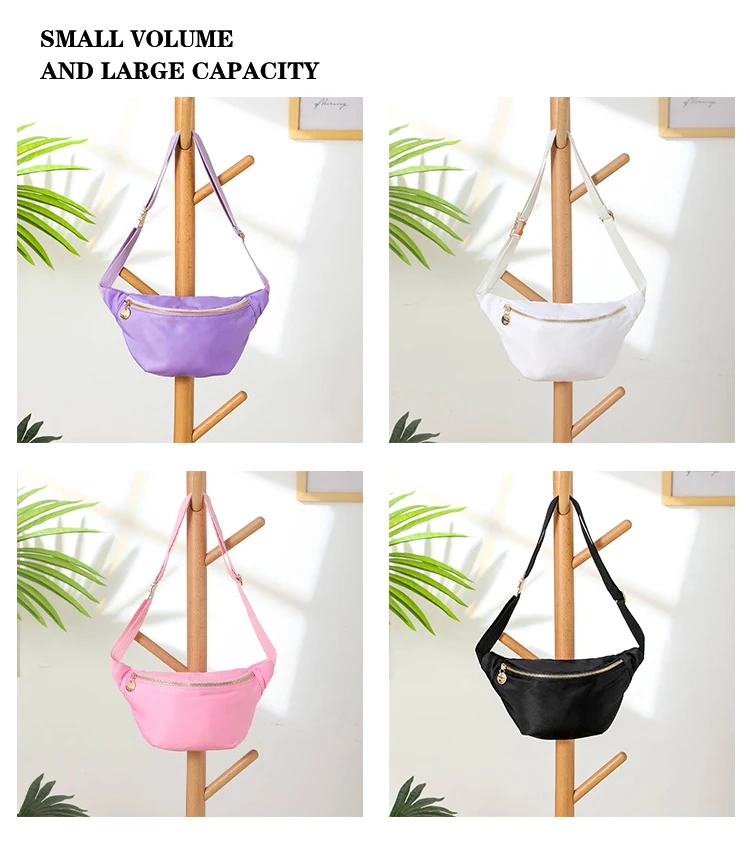 Women Fanny Pack Nylon Belt Bag Fashion Adult Waist Pack Zipper Bum Bag Adjustable Lightweight Multifunction Water-Resistant