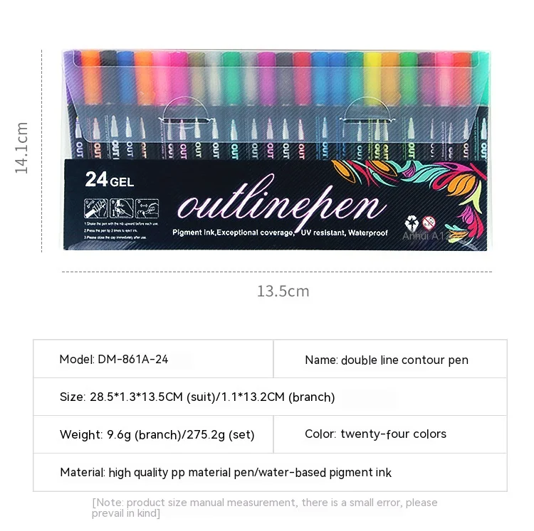 Double Line Contour Pen for Children,Color Dream Metal,Hand Account Fluorescent Pen,greeting Card,Children's Graffiti,Color Suit
